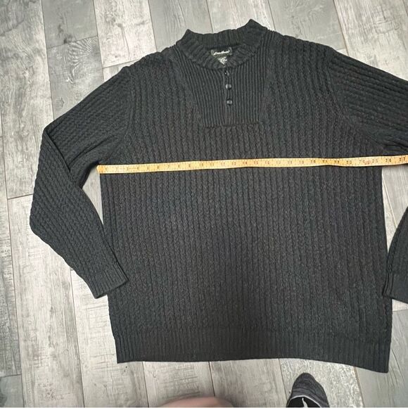 Vtg 80s 90s Eddie Bauer Grandpa Gray 1/4 Button 100% Cotton Oversize Sweater XLT - Picture 8 of 10